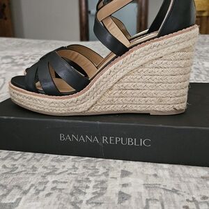 Banana Republic Black Strappy Wedges